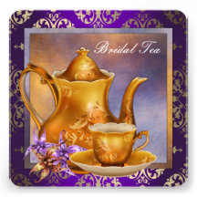 Elegant Orchid Gold Purple Bridal Tea Party Personalised Announcements