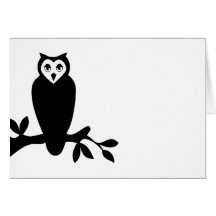 Elegant owl & branch silhouette vector graphic greeting card