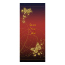 Elegant party gold butterfly floral red black invite