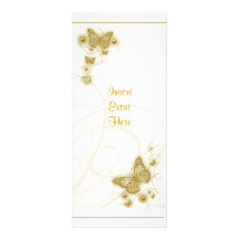 Elegant party gold butterfly floral white custom invite