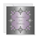 Elegant Pastel Purple Silver Jewel Frame Birthday Invites