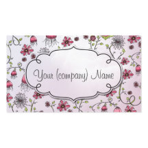 Elegant pattern flowers pink/pink business card