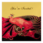 ELEGANT PEACOCK IN FUCHSIA ,PINK , BLACK AND GOLD PERSONALISED ANNOUNCEMENTS