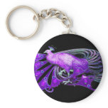 ELEGANT PEACOCK IN PURPLE AND BLACK KEY CHAIN