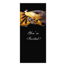 ELEGANT PEACOCK IN YELLOW AND BLACK CUSTOM INVITATIONS