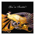 ELEGANT PEACOCK IN YELLOW AND BLACK CUSTOM ANNOUNCEMENT