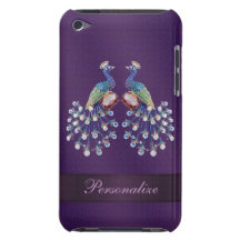 Elegant Peacock Jewels Print Purple Personalised iPod Touch Case-Mate Case