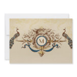 Elegant Peacock Monogram Vintage Wedding Invites invitations