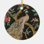 Elegant Peacock On Black Ornament
