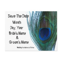 Elegant Peacock Save the Date Postcards