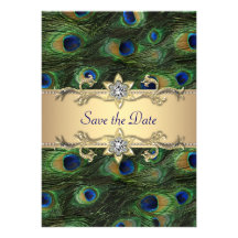 Elegant Peacock Wedding Save The Date Personalised Invitation