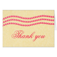 Elegant Pearls Thank You Card, Magenta