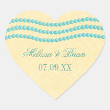 Elegant Pearls Wedding Stickers, Turquoise