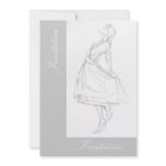 Elegant pencil drawing of woman in dress invitations