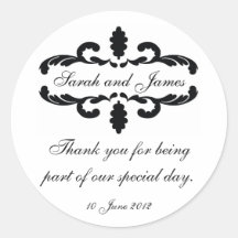 Elegant Personalised Thank You Wedding Sticker