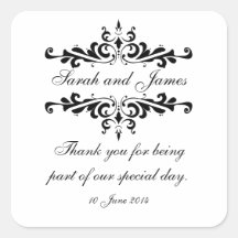 Elegant Personalised Thank You Wedding Stickers