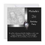 Elegant Photo Silver Black Balloon 21st Birthday