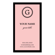 Elegant Pink and Black Monogram Business Cards