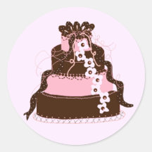 Elegant Pink and Chocolate Cake Stickers