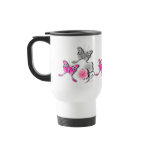 Elegant Pink And Silver Butterflies And Roses Coffee Mugs