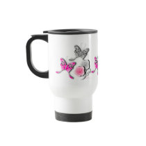 Elegant Pink And Silver Butterflies And Roses Coffee Mugs