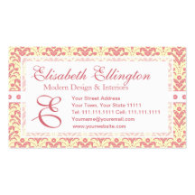 Elegant Pink and White Retro 1930s Art Deco Damask Business Cards