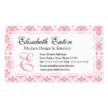 Elegant Pink and White Retro 1930s Art Deco Damask Business Card