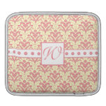 Elegant Pink and White Retro 1930s Art Deco Damask iPad Sleeve