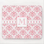 Elegant Pink and White Retro 1930s Art Deco Damask Mouse Pads