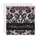 Elegant Pink Black Damask Wedding Invitation