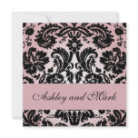 Elegant Pink Black Damask Wedding Invitation #2