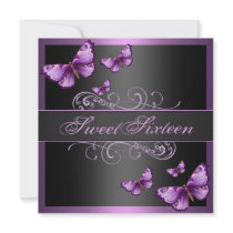 Elegant Pink Butterfly Sweet16 Birthday Invite