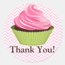 Elegant Pink Cupcake Bakery Thank You Stickers