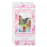 Elegant Pink Damask Save the DateYour Photo photo cards