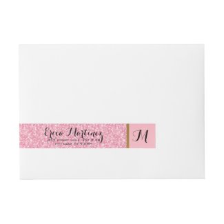 Elegant Pink Glitter Pattern Wraparound Address Label