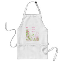 Elegant Pink & Green Florals & Swirls Apron