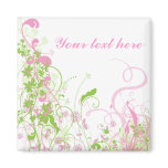 Elegant Pink & Green Florals & Swirls magnets