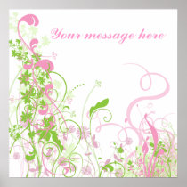 Elegant Pink & Green Florals & Swirls