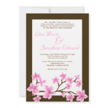 Elegant Pink Lily Wedding Invitation 5x7 Linen