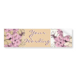 Elegant pink orchids cutomizable stickers bumper stickers