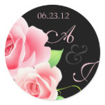 Elegant Pink Rose Sticker [Black]