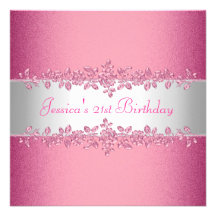 Elegant Pink Roses Birthday Party Custom Announcement