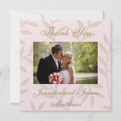 Personalized   Cards Wedding on Elegant Pink Wedding Photo Thank You Cards Personalized Announcement