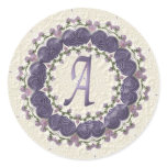Elegant Plum "A" Round Stickers