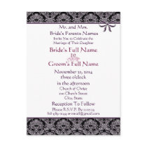 Elegant  Plum Damask Wedding Invitation Postcard