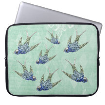 Elegant Printed Jewel Swallows Vintage Shabby Chic Computer Sleeve