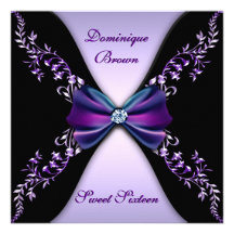 Elegant Purple and Black Invite with Diamond Bow