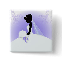 Elegant Purple  bride silhouette Bridal Shower Button