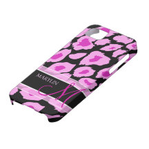 Elegant Purple & Pink Leopard spots with monogram