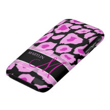 Elegant Purple & Pink Leopard spots with monogram iPhone 3 Case-Mate Case